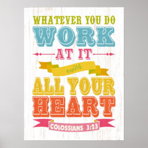 Póster Bíblia Escritural Cristã Verso - Colossianos 3:23