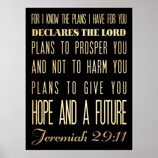 Póster Bíblia Escritural Cristã Verso - Jeremiah 29:11 (Frente)