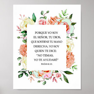 Poster Bíblia Espanhola Verse Isaías 4113 Porque Yo Soy E