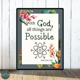 Poster Bíblia Floral Versa Com Deus Todas As Coisas São..