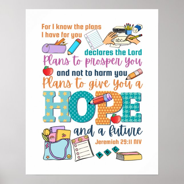Poster Bíblia infantil Verso Jeremiah 29:11 (Frente)