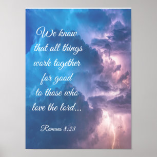 Poster Bíblia Inspiracional Romanos 8:28 Trecho