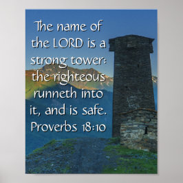 Poster Bíblia Proverbs 18 Strong Tower2 KJV Verse