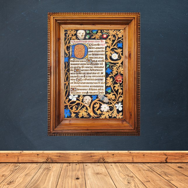 Poster Bíblia Salmo 114 Manuscrito Medieval - Memento Mor (Bible Psalm 114 Medieval Manuscript Memento Mori Catholic Christian Poster)