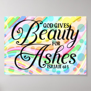 Poster Bíblia Versa Citação - Deus Dá Beleza Às Cinz