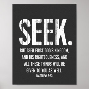 Póster Bíblia Versa Encorajamento, Escritura Matthew 6:3
