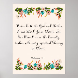 Póster Bíblia Verse Art - Ephesianos 1:3