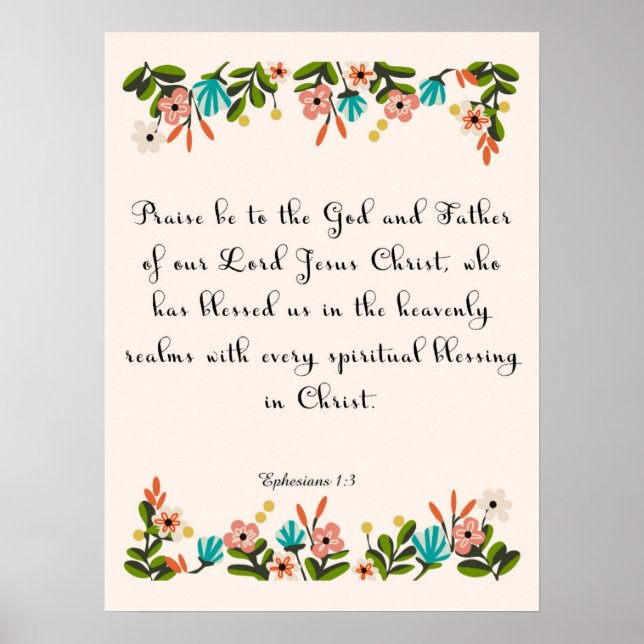 Póster Bíblia Verse Art - Ephesianos 1:3 (Frente)