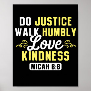 Poster Bíblia Verse Do Justice Caminha Humildemente Com A