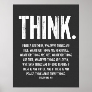 Póster Bíblia Verse, Escritura Philippians 4:8 Moderna