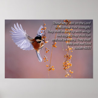 Poster Bíblia Verse Isaiah 40:31 com Motivação Bird