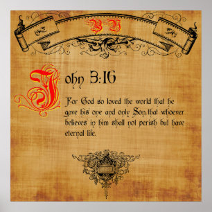 Poster Bíblia Verse John 3:16