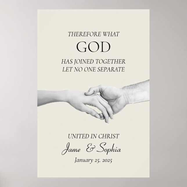 Poster Bíblia Verse Matthew 19:6 - Fé Cristã de Casamento (Frente)