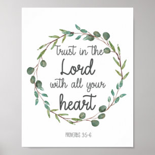 Poster Bíblia Verse Trust in the Lord With All Your Hear