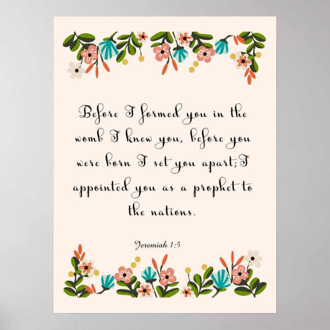 Poster Bíblia Verses Art - Jeremiah 1:5 (Frente)