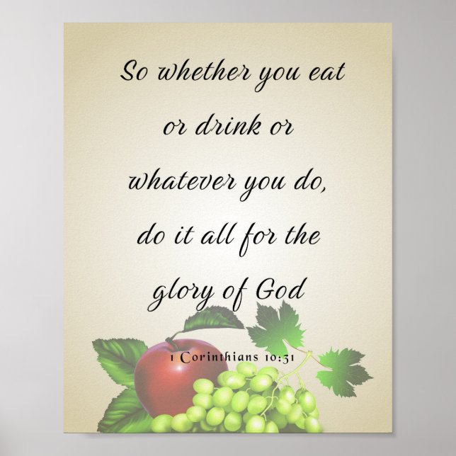 Poster Bíblia Verso, 1 Corintianos 10:31 (Frente)