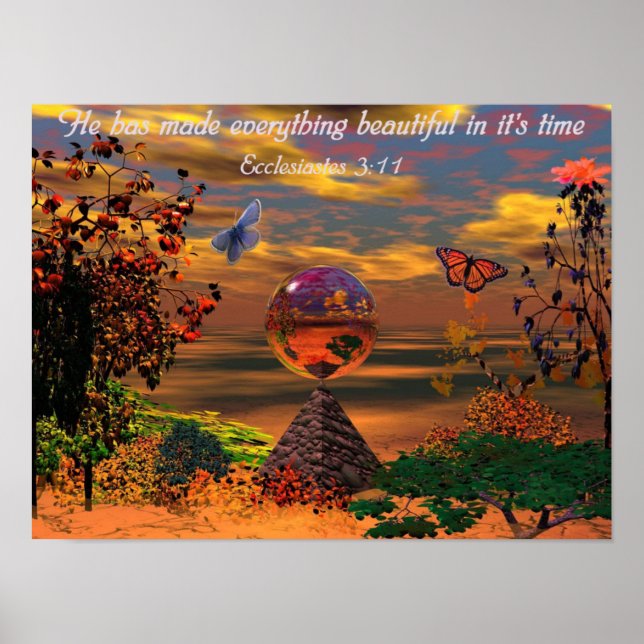 Póster Bíblia Verso Cristão Eclesiastes 3:11 (Frente)