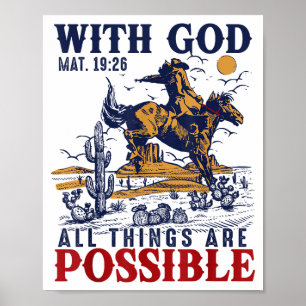 Poster Bíblia Verso da Escritura do Cowboy Ocidental Jesu