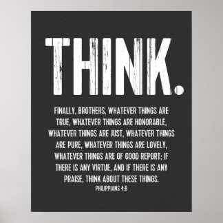 Póster Bíblia Verso, Escritura Philippians 4:8 Moderna