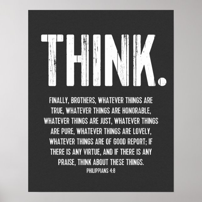 Póster Bíblia Verso, Escritura Philippians 4:8 Moderna (Frente)