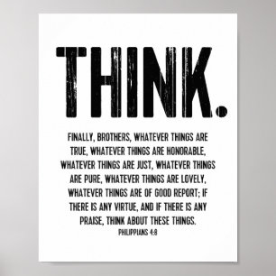 Póster Bíblia Verso, Inspiração Philippians 4:8
