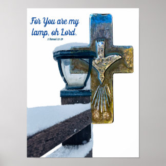 Poster Bíblia verso "minha lâmpada, oh Senhor" fé cruzada