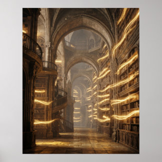 Poster Biblioteca Antiga Luz Flutuante