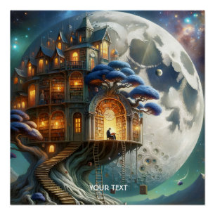 Póster Biblioteca da Lua de Menino Fantasy