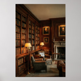 Poster Biblioteca de Dinheiro Antigo Dark Academia Decora