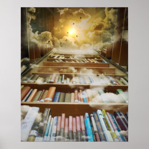 Póster Biblioteca de restaurantes de livros do paraíso