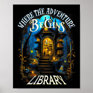 Poster Biblioteca Na Qual A Aventura Começa A Ler O Livro