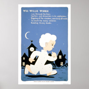 Póster Biblioteca pequenina de Willie Winkie WPA 1940