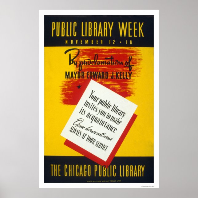 Poster Biblioteca Pública Chicago 1940 WPA (Frente)