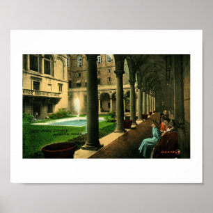 Poster Biblioteca Pública de Boston, Courtyard, 1910 Vint