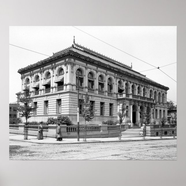 Póster Biblioteca Pública de Providence, 1906. Foto Antig (Frente)