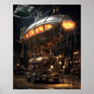 Poster Biblioteca Steampunk Antique Modelo Zeppelin Vitor