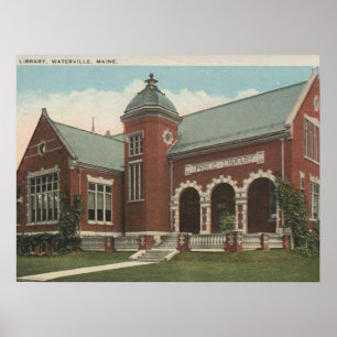 Poster Biblioteca, Waterville Maine, 1920 Vintage inspira