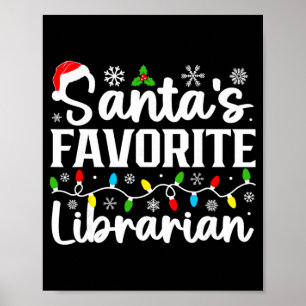 Poster Bibliotecário Favorito do Papai Noel Natal Diverti