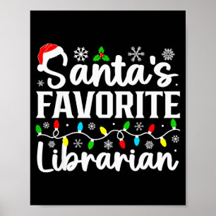 Poster Bibliotecário Favorito do Papai Noel Natal Família