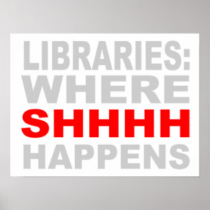 Póster Bibliotecas onde SHHH acontece a arte da parede