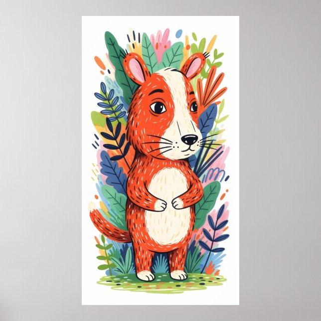 Poster bicho-branco cercado por folhagem esmagadora (Frente)