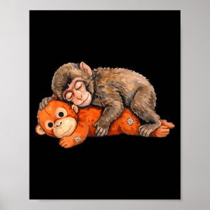 Poster Bicho de pelúcia macaco Punch cute bebê macaco com