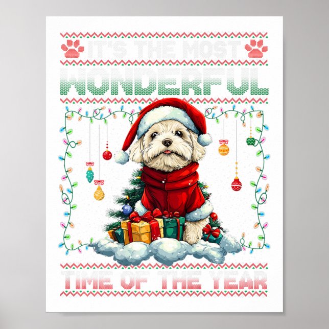 Poster Bichon Frise das Árvores de Natal (Frente)