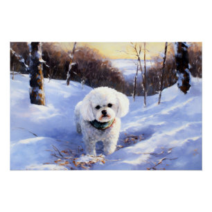 Póster Bichon Frise Deixe-A Neve Natal