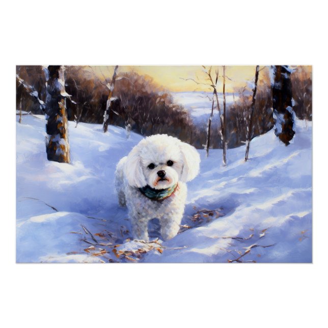 Póster Bichon Frise Deixe-A Neve Natal (Frente)