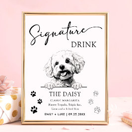 Poster Bichon Frise Dog Signature Drink Sinal