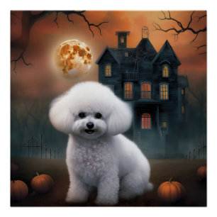 Póster Bichon Frise Halloween Assustador