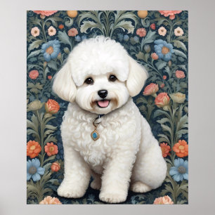 Poster Bichon Frisé William Morris Inspirou Floral
