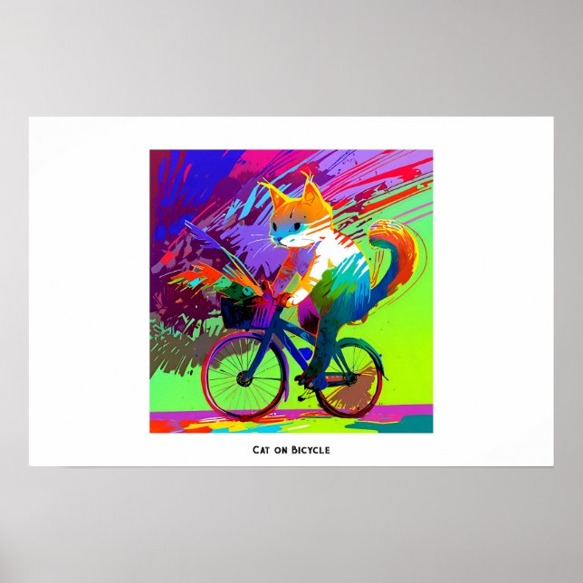 Poster Bicicleta Abstrato de Pop de Arte Colorida (Frente)