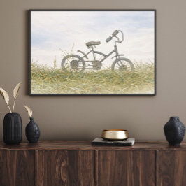 Poster Bicicleta Antiga no Esboço de Prado – Minimalista